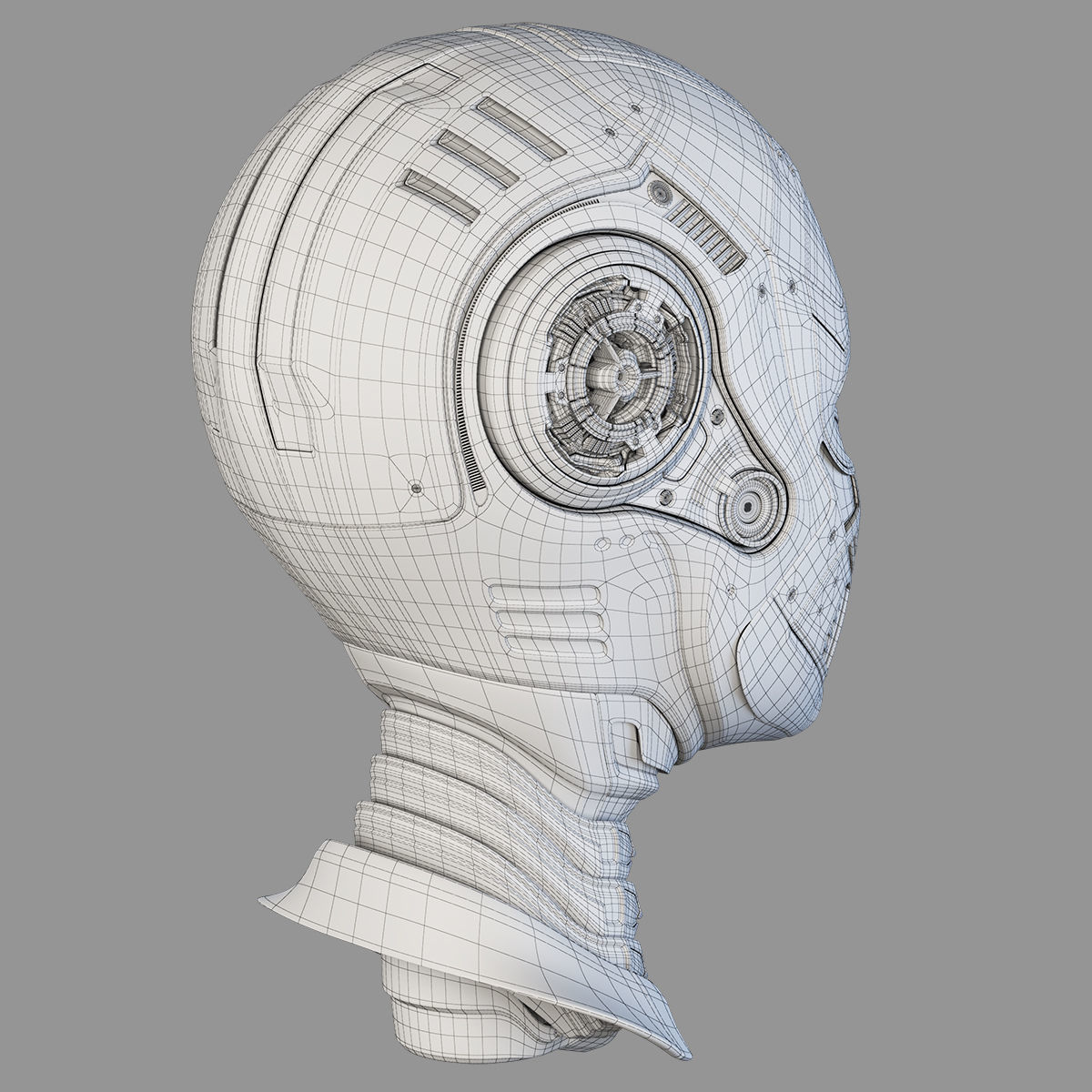 Female Robot Head  3D model_19