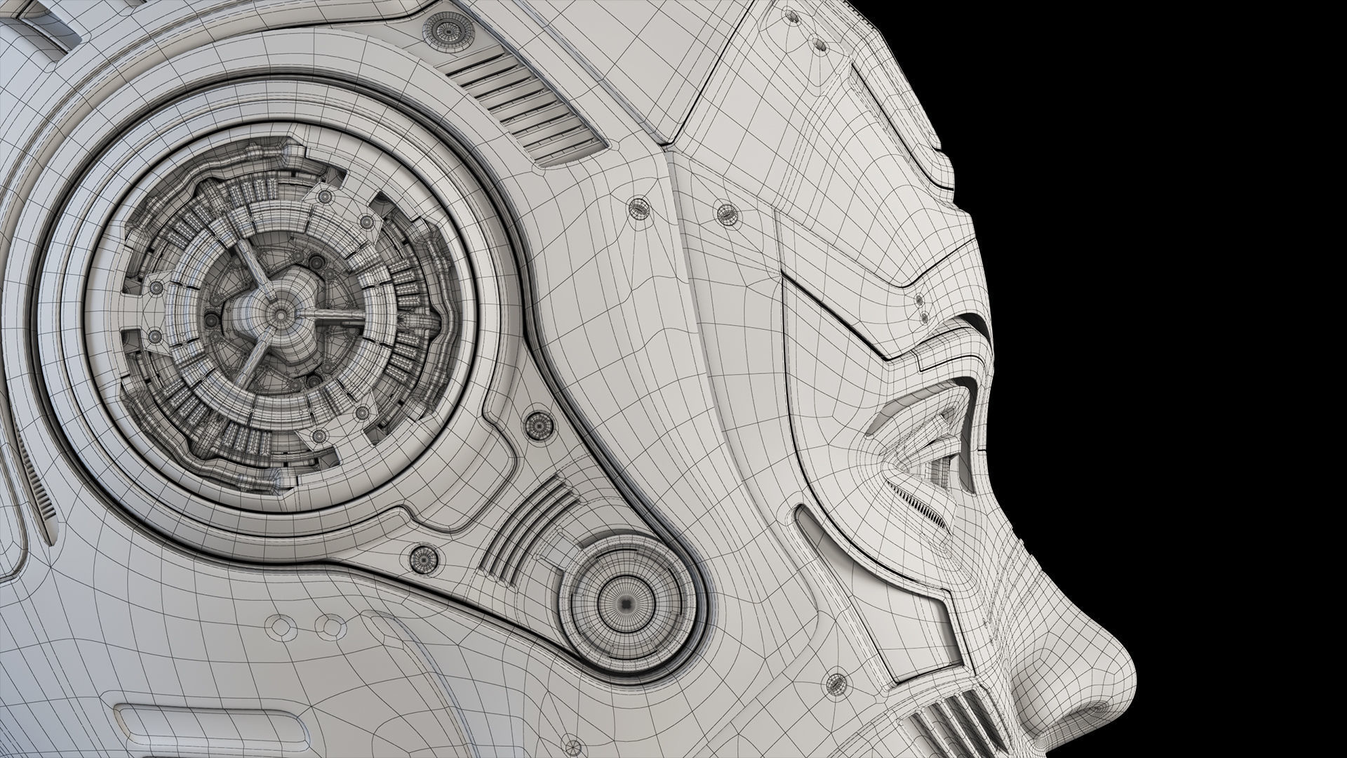 Female Robot Head  3D model_7