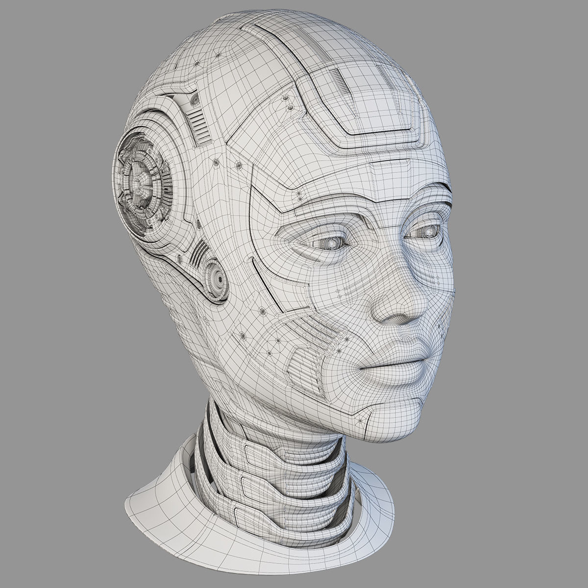Female Robot Head  3D model_16