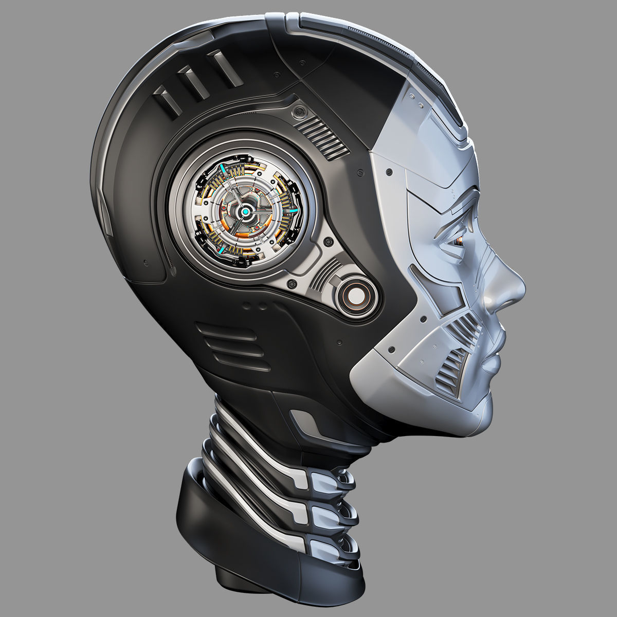 Female Robot Head  3D model_4