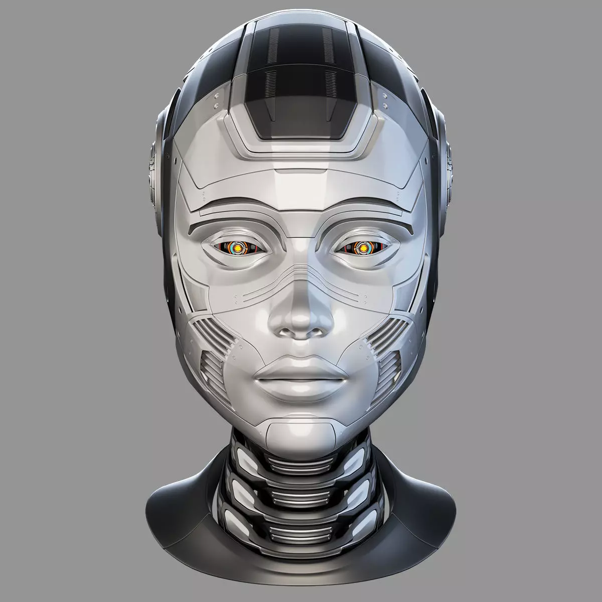 Female Robot Head  3D model_0