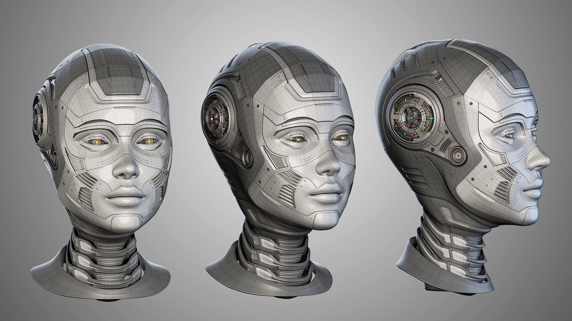 Female Robot Head  3D model_22