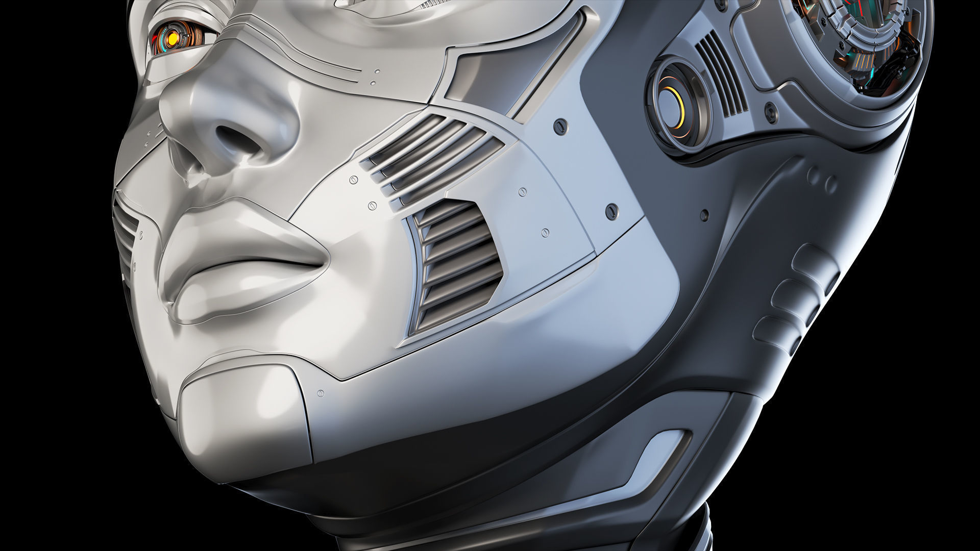 Female Robot Head  3D model_12