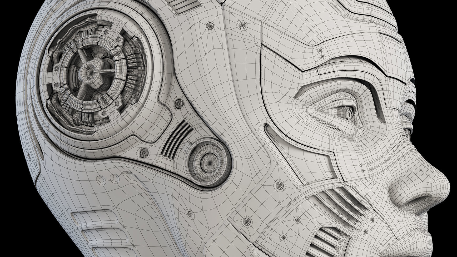 Female Robot Head  3D model_20