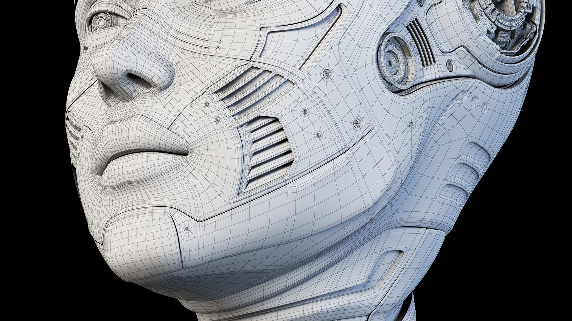 Female Robot Head  3D model_13