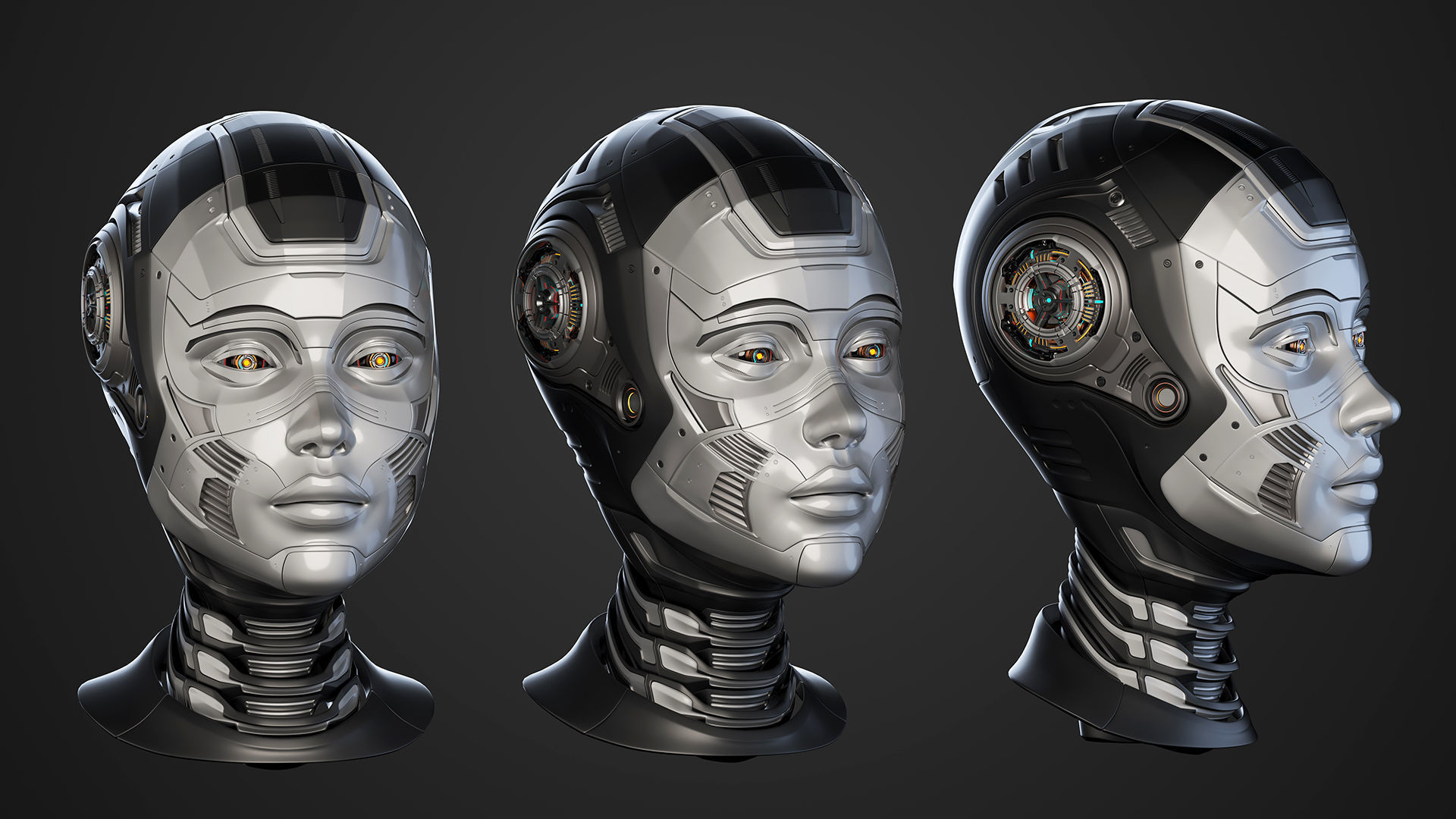 Female Robot Head  3D model_23