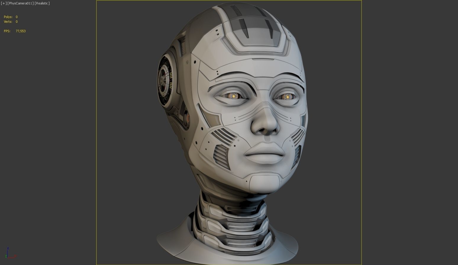 Female Robot Head  3D model_10