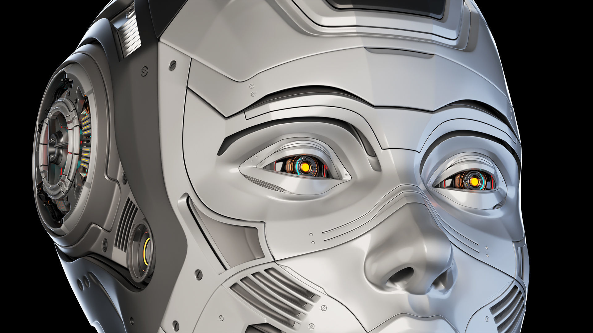 Female Robot Head  3D model_3