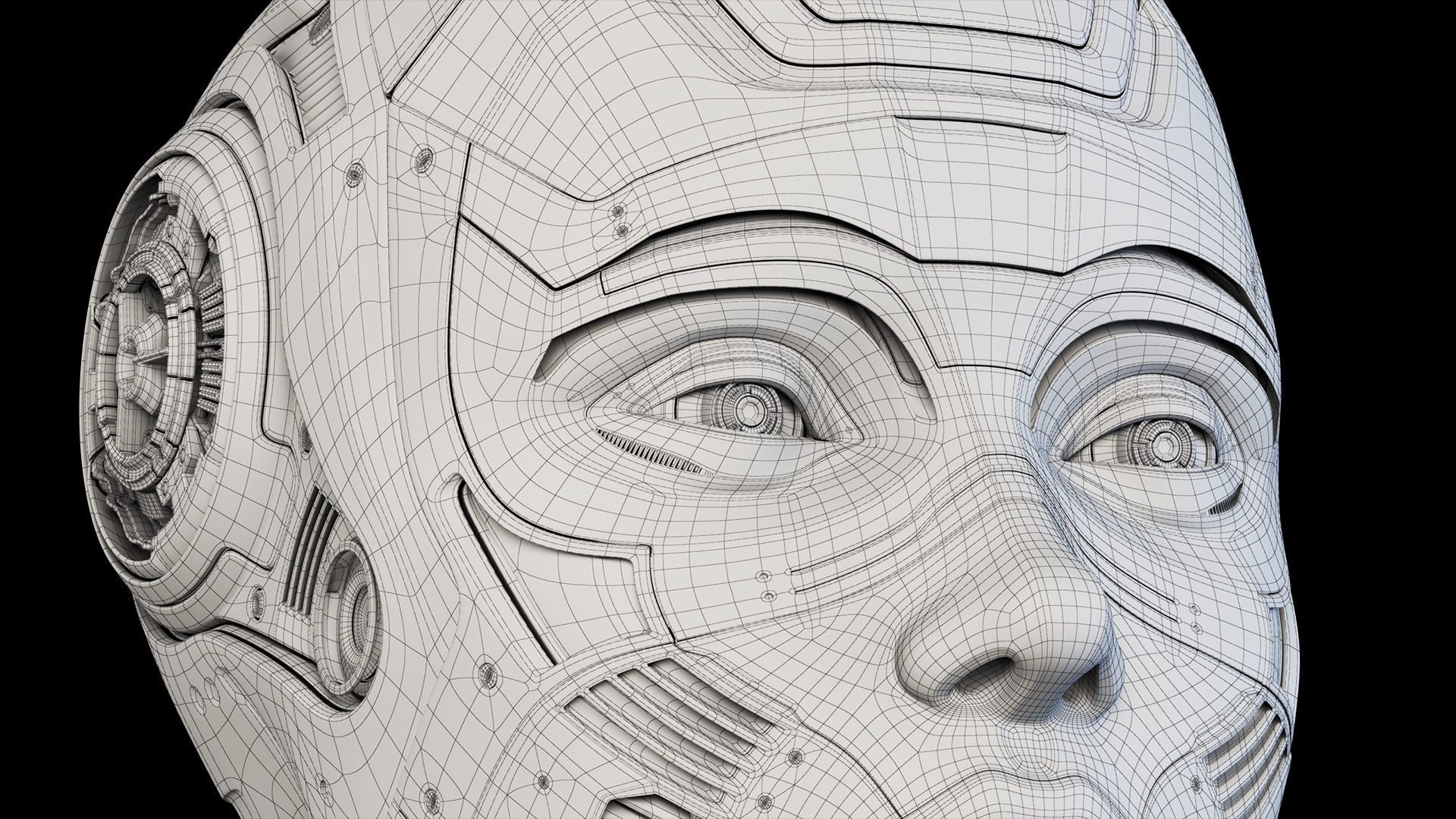 Female Robot Head  3D model_21