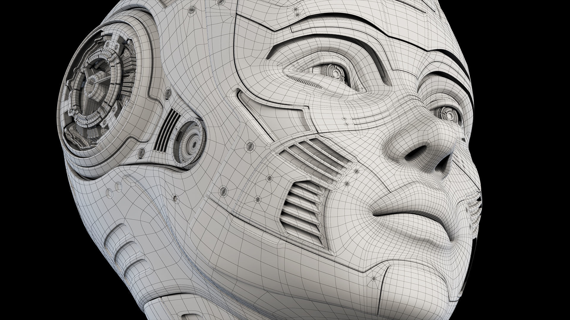 Female Robot Head  3D model_14