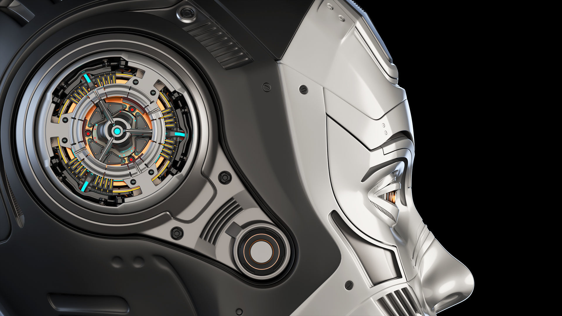 Female Robot Head  3D model_6