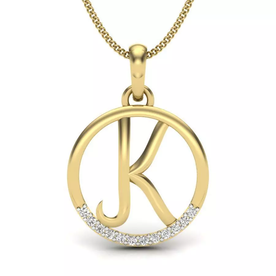 Initial Letter Pendant K 3D print model_0