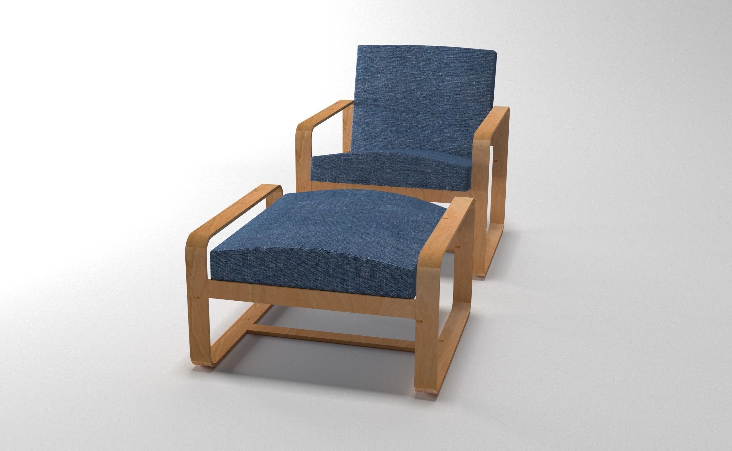 chair lounge and ottoman 3D model_3