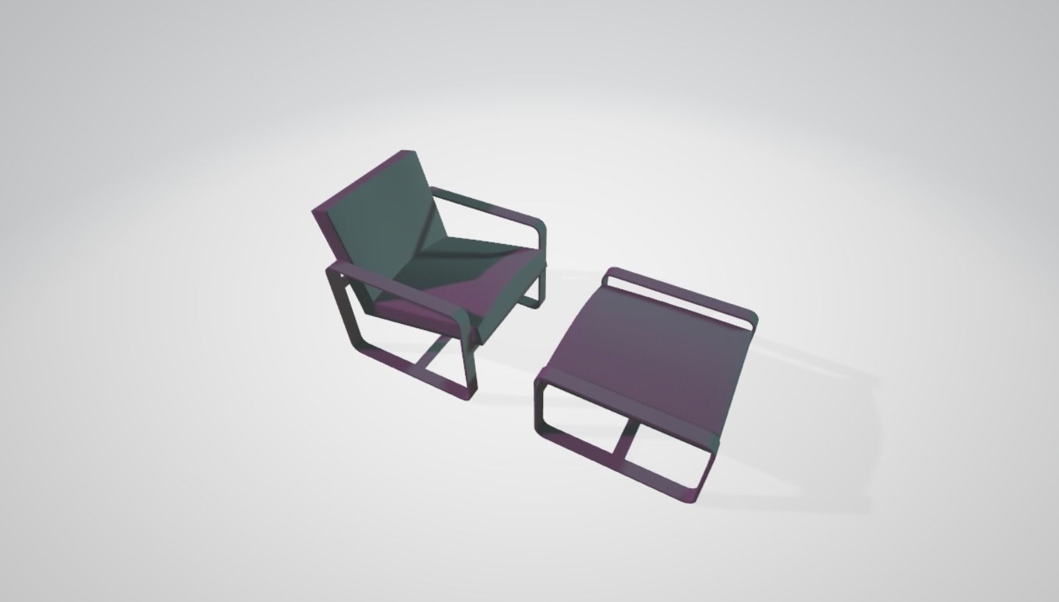 chair lounge and ottoman 3D model_5