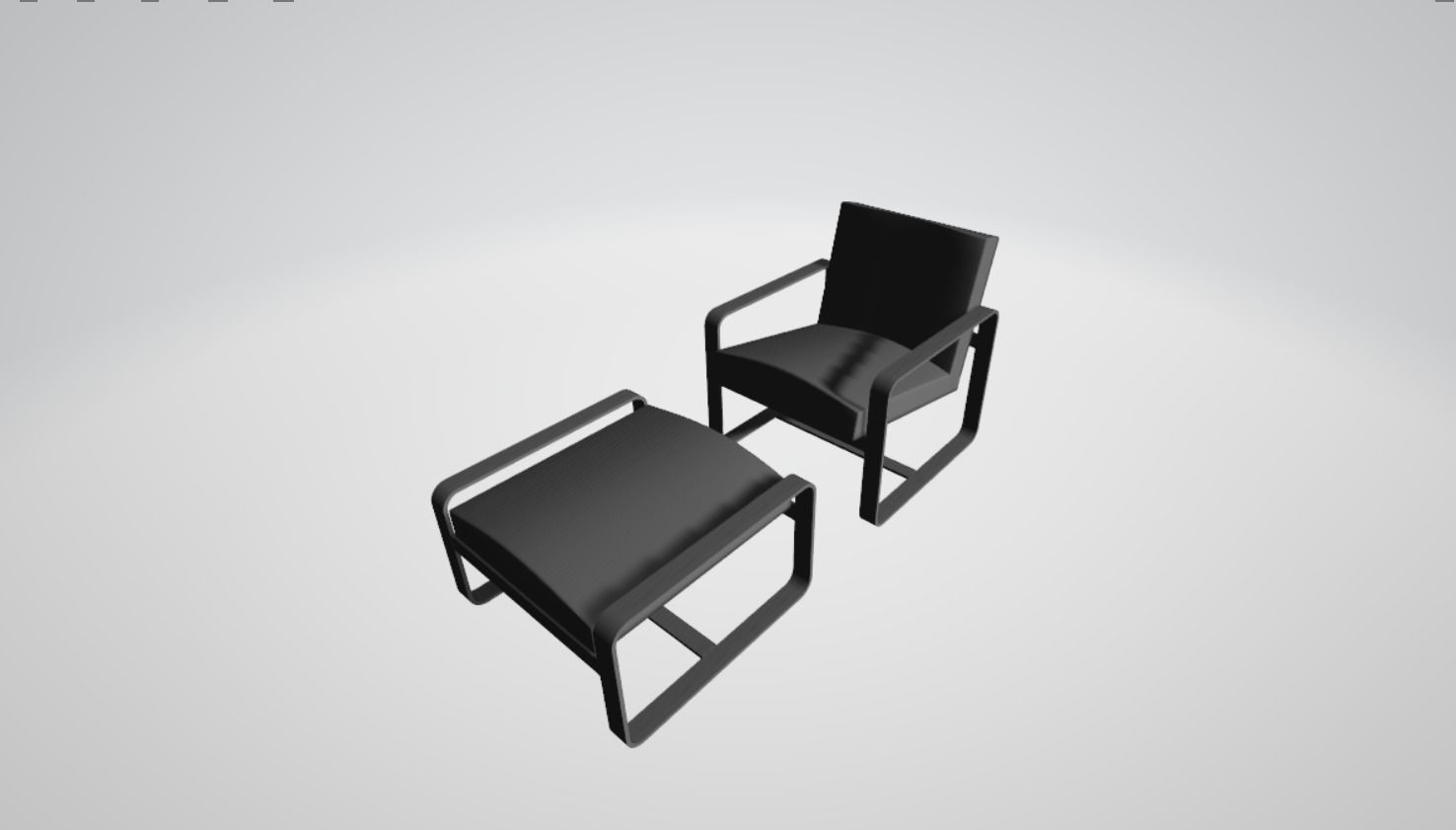 chair lounge and ottoman 3D model_4