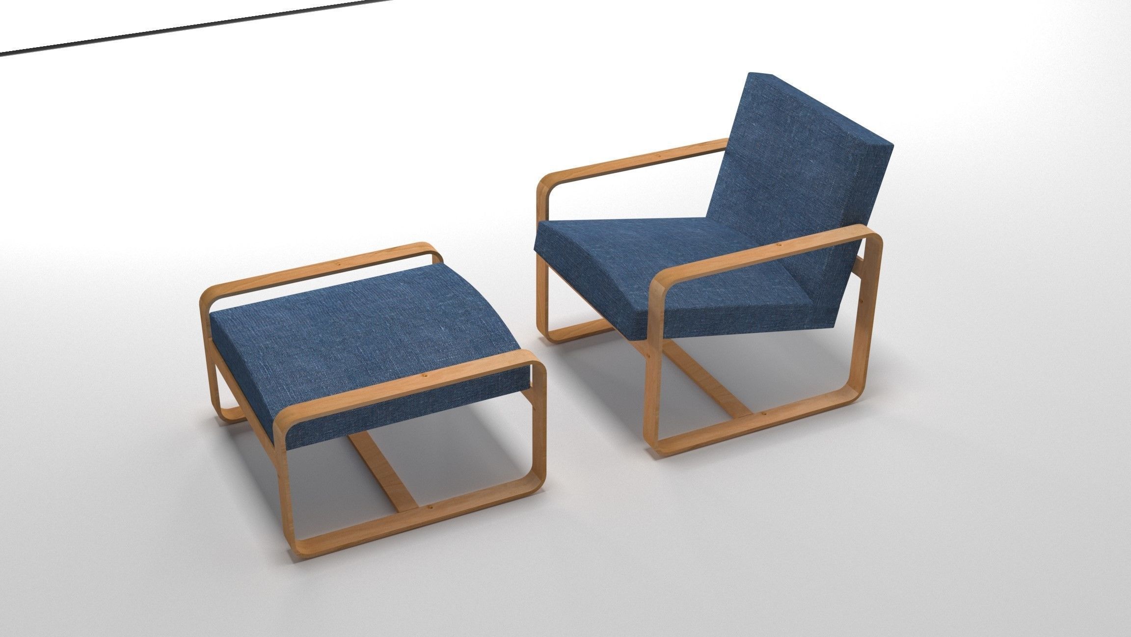 chair lounge and ottoman 3D model_8