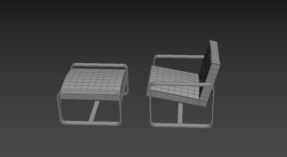 chair lounge and ottoman 3D model_9