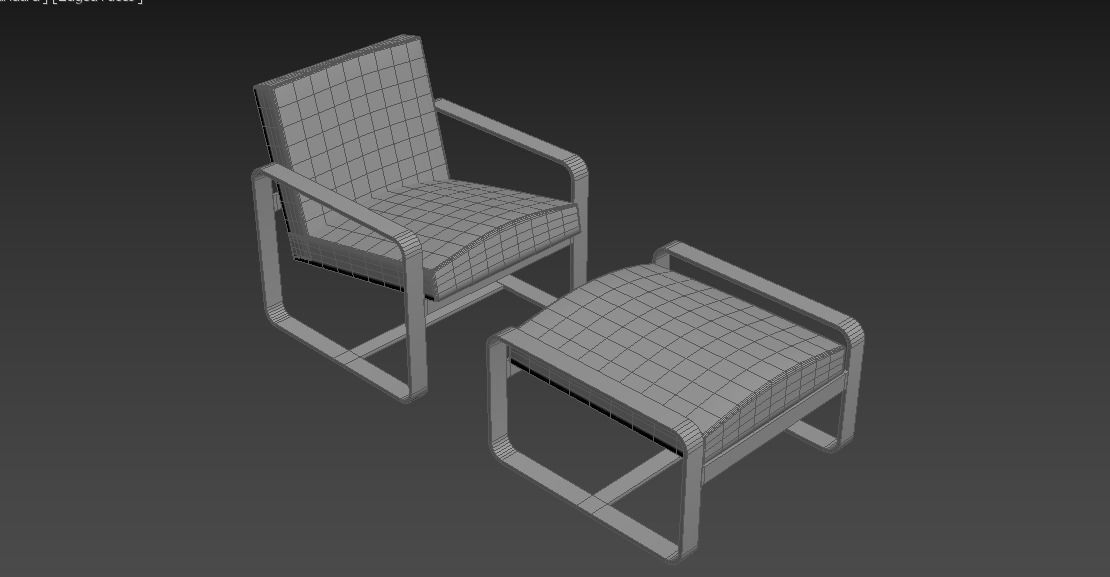 chair lounge and ottoman 3D model_7