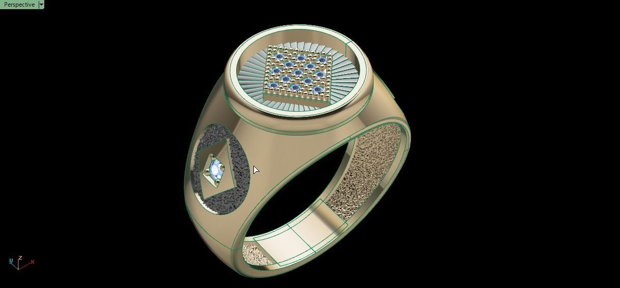 Diamonds card ring 3D print model_14