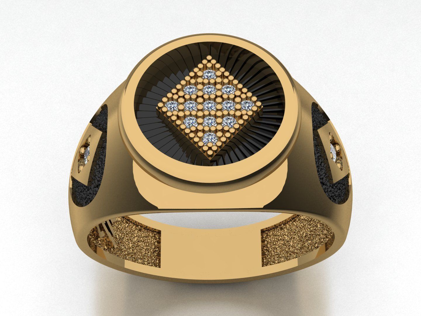 Diamonds card ring 3D print model_2