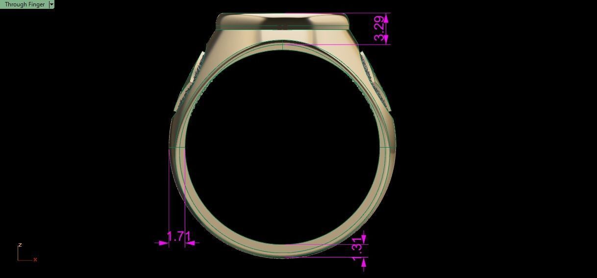 Diamonds card ring 3D print model_13