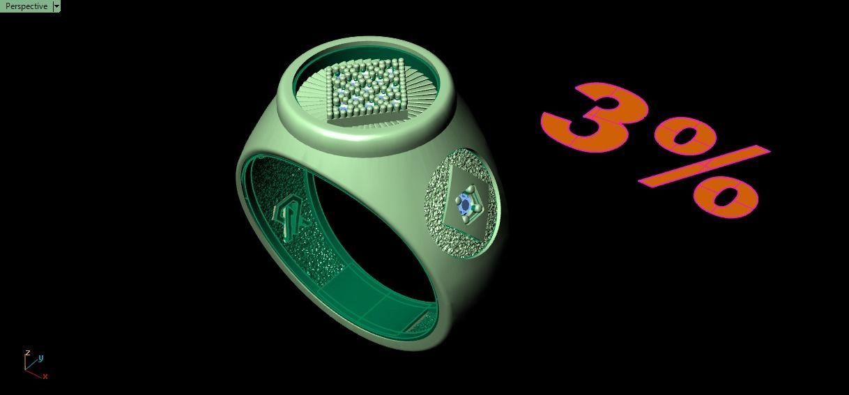 Diamonds card ring 3D print model_15