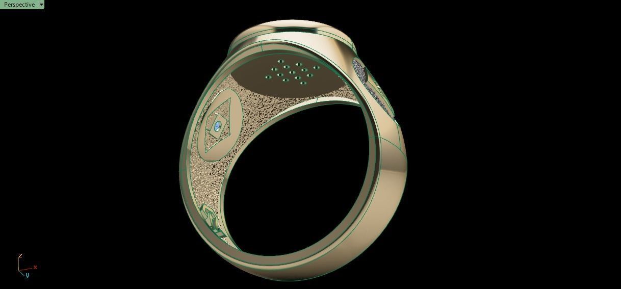 Diamonds card ring 3D print model_7