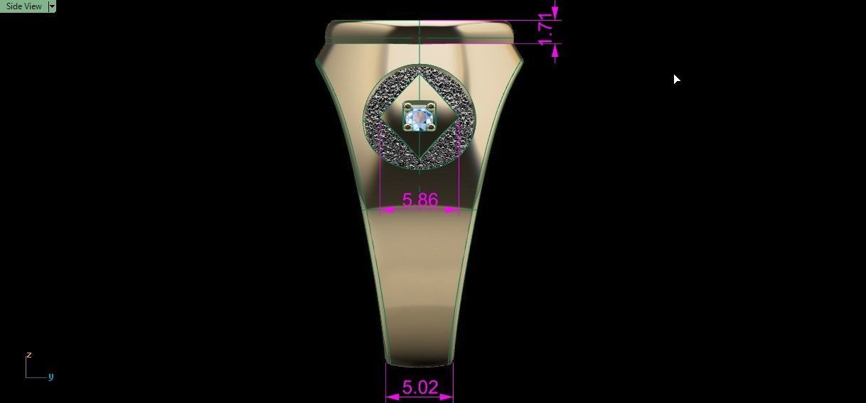 Diamonds card ring 3D print model_16