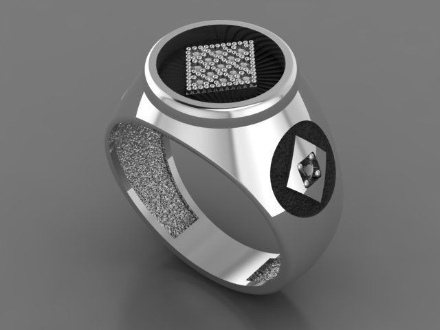 Diamonds card ring 3D print model_19