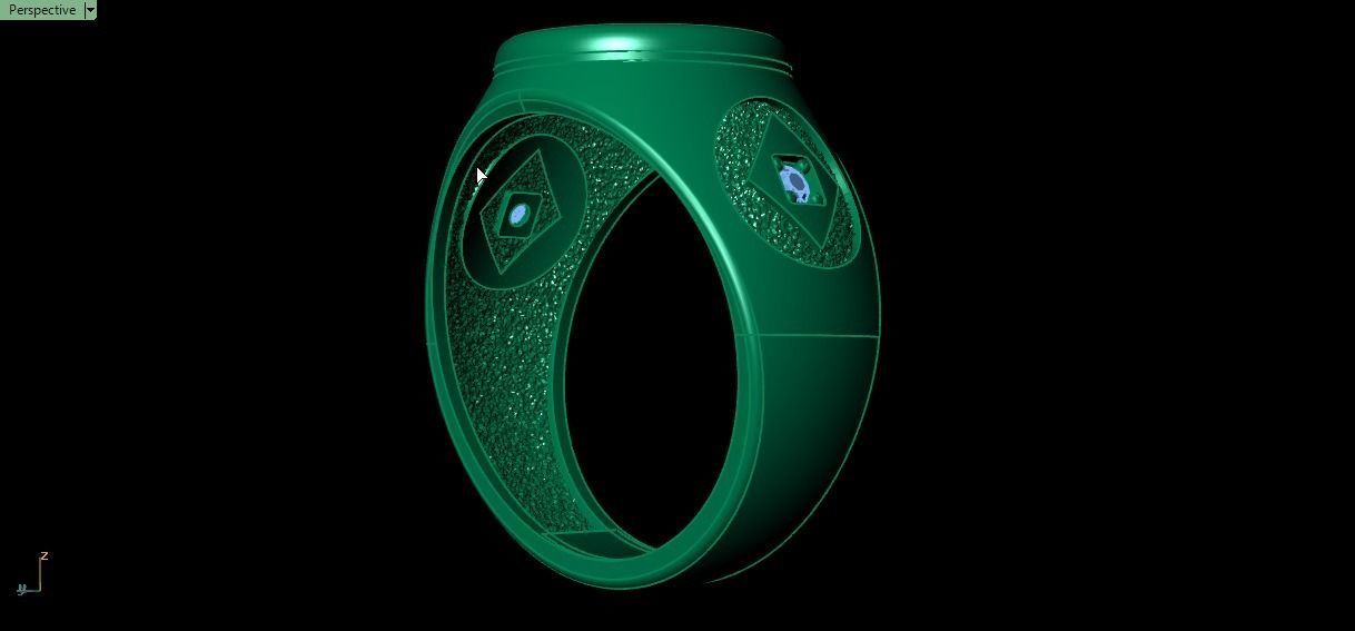 Diamonds card ring 3D print model_18