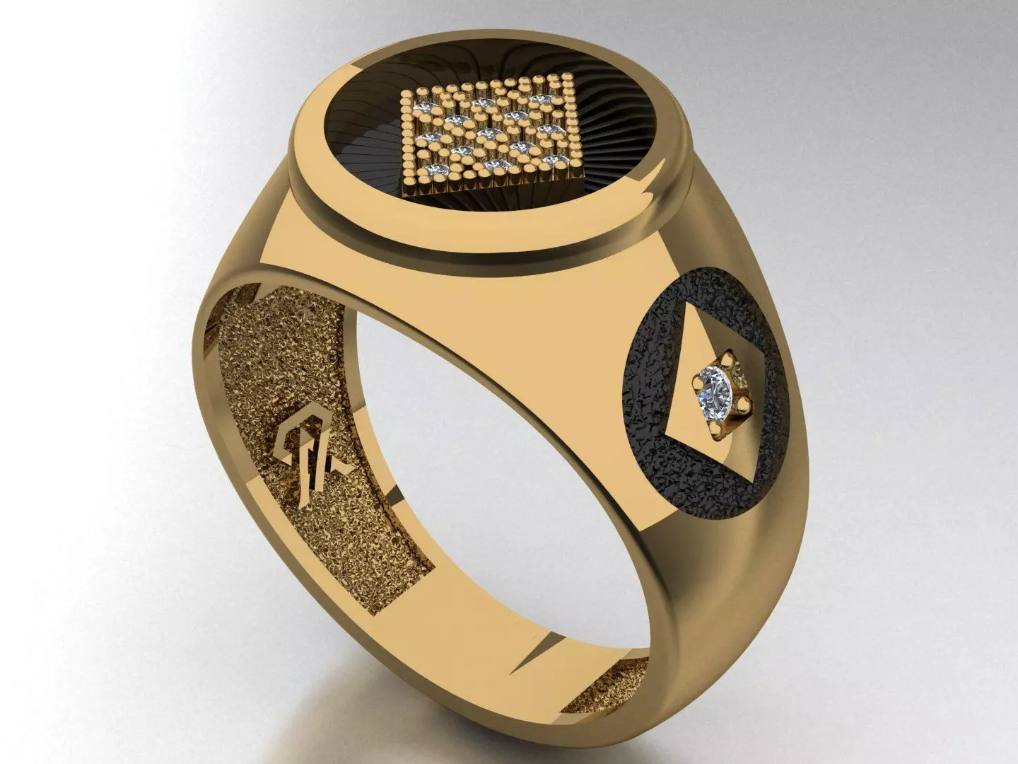 Diamonds card ring 3D print model_0