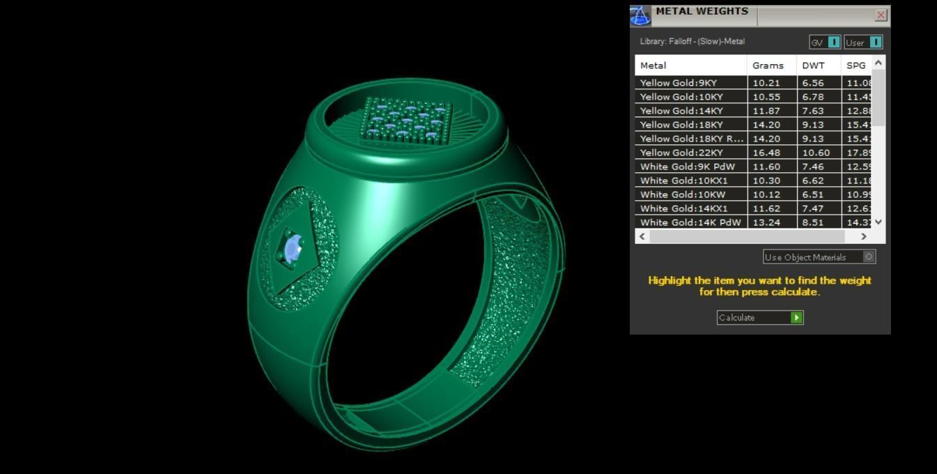 Diamonds card ring 3D print model_5