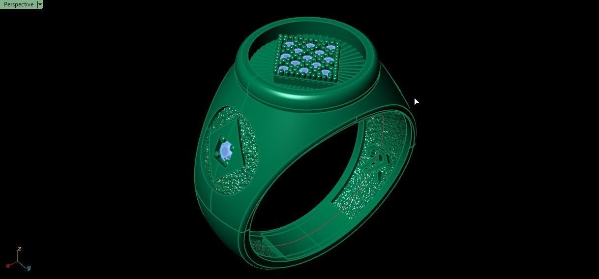 Diamonds card ring 3D print model_12