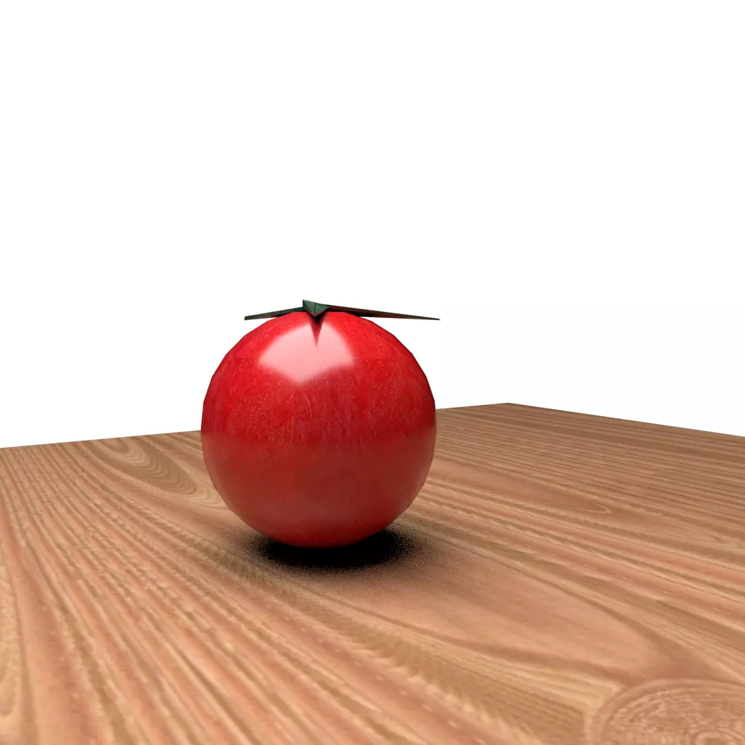 Tomato on wooden table Low-poly 3D model_0