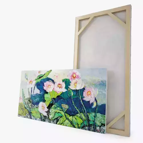 Lotus Pond in Summer - Oil on Canvas