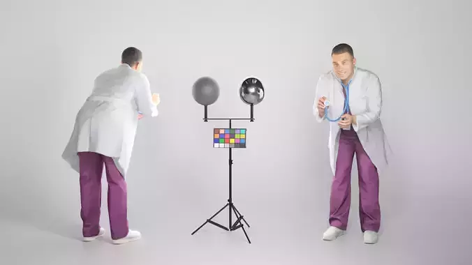 Handsome medical doctor with stethoscope 306 Low-poly 3D model