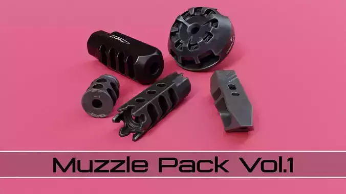 Muzzle Brake Pack Vol 1 Low-poly 3D model