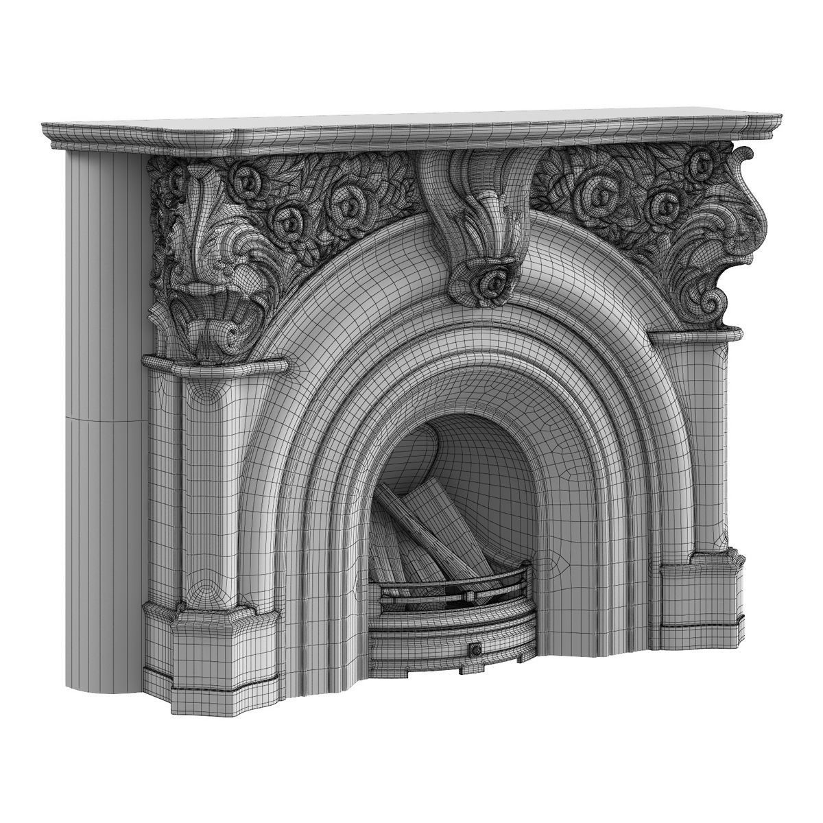 Victorian Fireplace 3D model_5