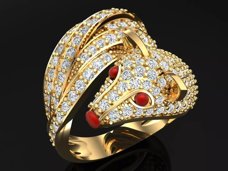 Fox ring - Womens fox ring - Womens ring - N246 3D print model_0