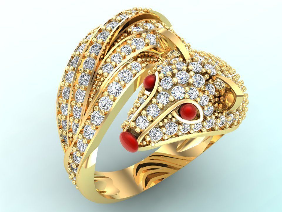 Fox ring - Womens fox ring - Womens ring - N246 3D print model_1