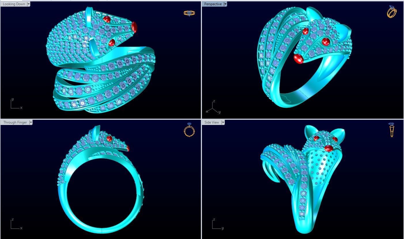 Fox ring - Womens fox ring - Womens ring - N246 3D print model_5