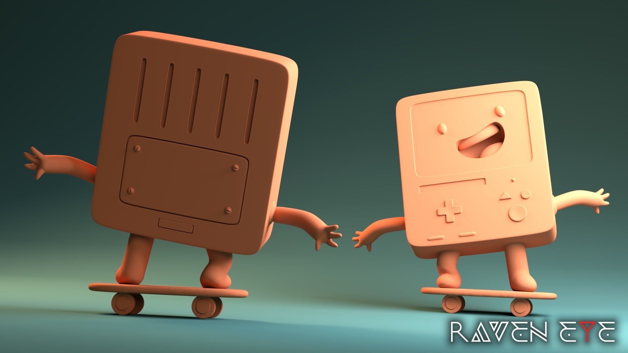 BMO - 3D print model cartoon character on skateboard 3D print model_2