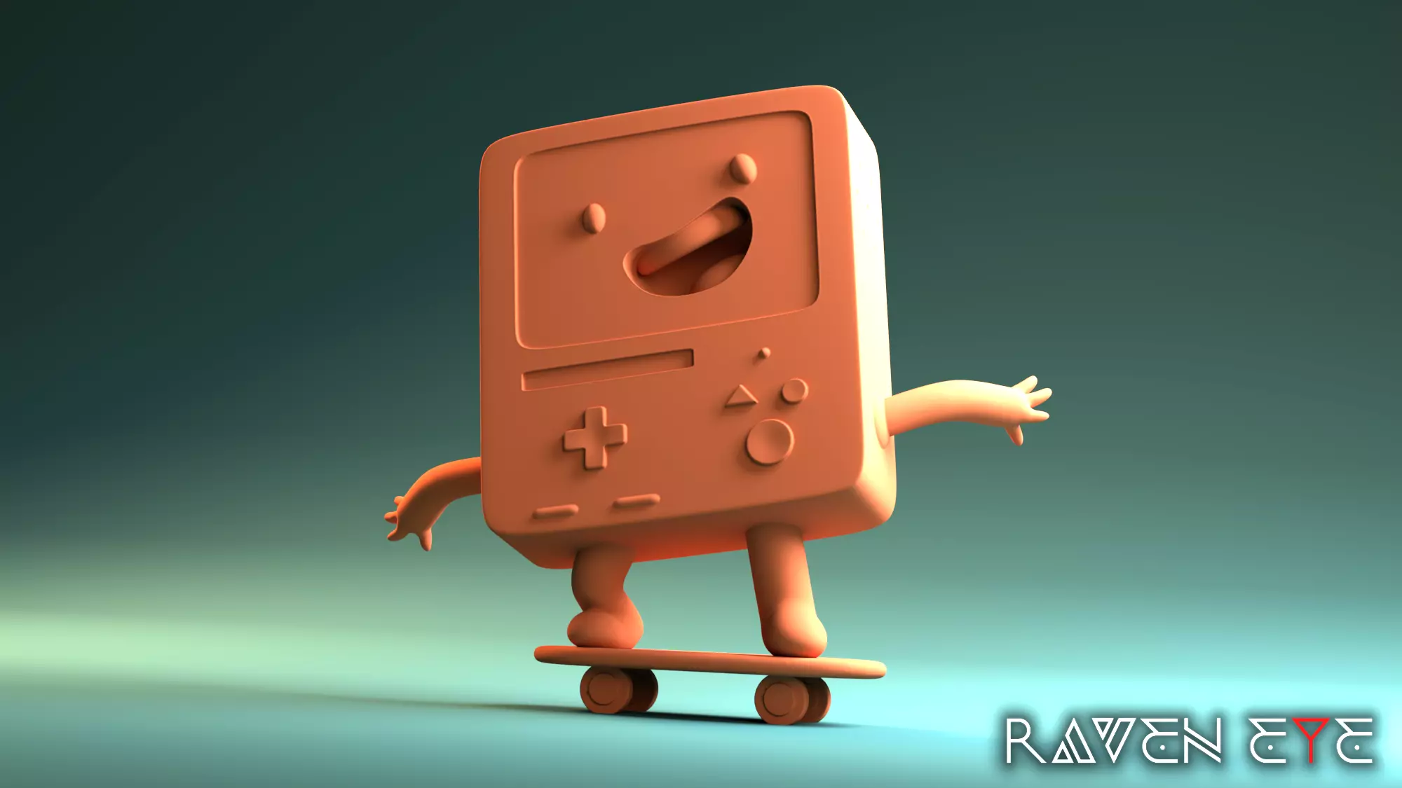 BMO - 3D print model cartoon character on skateboard 3D print model_0
