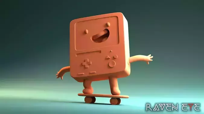 BMO - 3D print model cartoon character on skateboard 3D print model