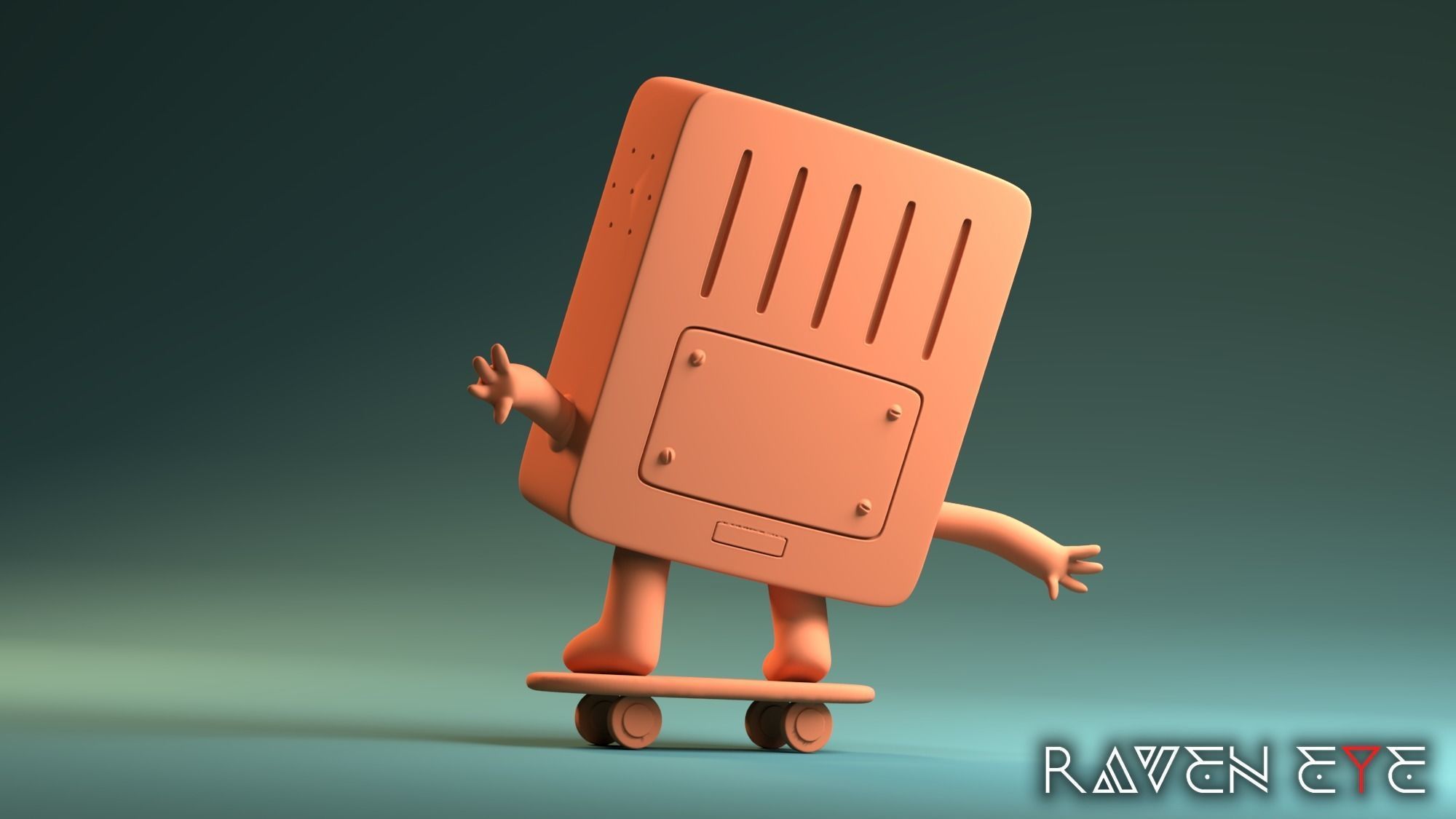 BMO - 3D print model cartoon character on skateboard 3D print model_3