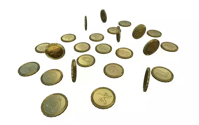 Coin gold Low-poly 3D model