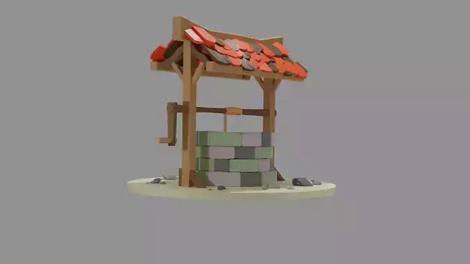 cartoonistic well Low-poly 3D model