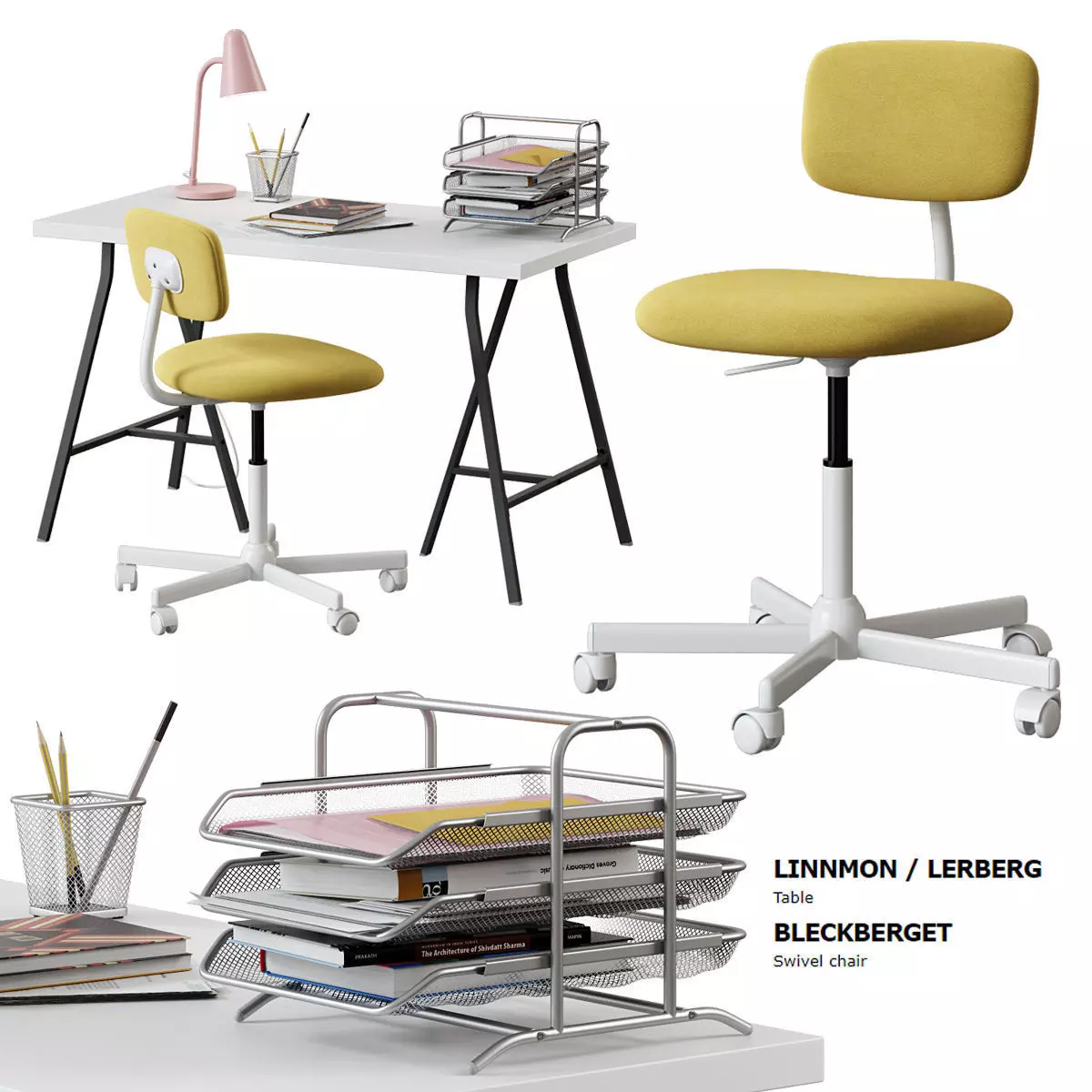 Ikea Linnmon - Lerberg Table And Bleckberget Chair 3D model