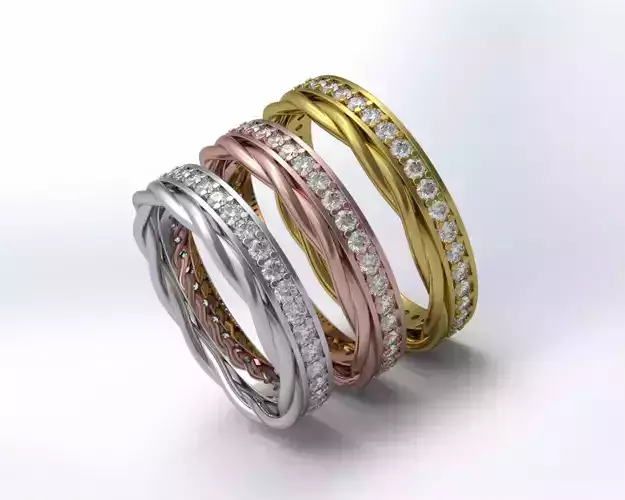 Twisted wire diamond wedding and engagement ring