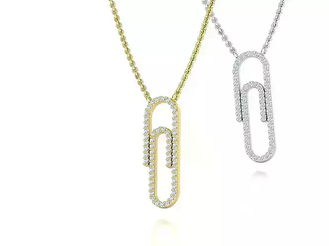 Paper Clip Diamond Necklace 23mm printable 3dmodel